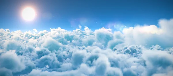 Malowniczy widok jasne słońce nad cloudscape biały — Zdjęcie stockowe