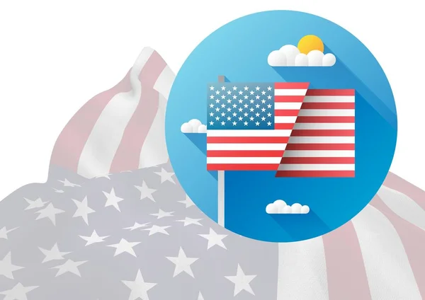 ธงอเมริกันกับธง 3D อเมริกัน — ภาพถ่ายสต็อก