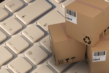 Karton kutu yüksek açı görünümünün bileşik 3d resmi