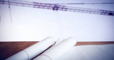 Yüksek açı görünümü mimar planı tablosundaki birçok parçalardan oluşan imge