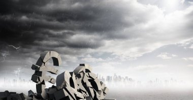 3D kırık Beton taş cityscape euro simgesiyle