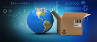 karton kutu tarafından dünyanın 3D görüntü