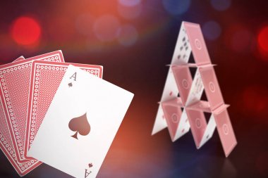 koyu gri arka plan karşı oyun 3D kartları