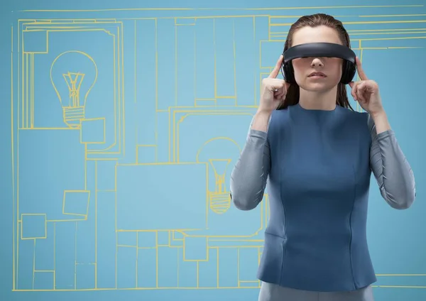 Mujer en auriculares de realidad virtual — Foto de Stock