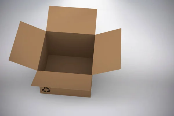 Композиционное изображение трехмерного изображения открытой картонной коробки — стоковое фото