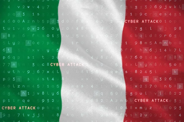 Virus gegen digital italienische Nationalflagge — Stockfoto