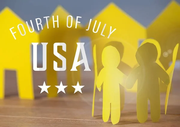 Familia de papel amarillo para el cuatro de julio — Foto de Stock