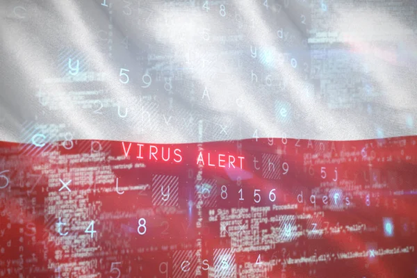 Virus gegen digital polierte Nationalflagge — Stockfoto