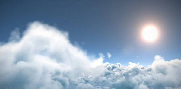 Ειδυλλιακή θέα του ήλιου πάνω από cloudscape κατά τη διάρκεια της ηλιόλουστη μέρα — Φωτογραφία Αρχείου