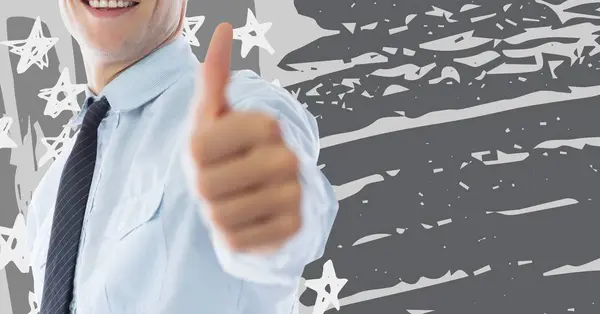 Business man mid section giving thumbs up — Stock Photo, Image