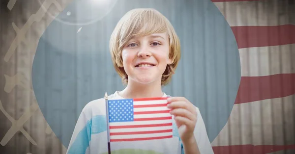 Boy holding american flag — Stock Photo, Image