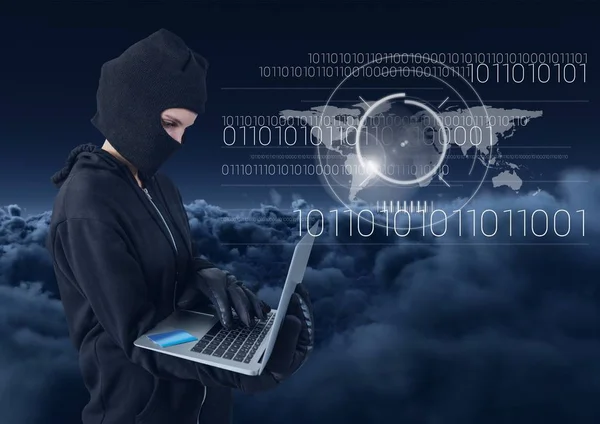 Hacker mit Laptop — Stockfoto