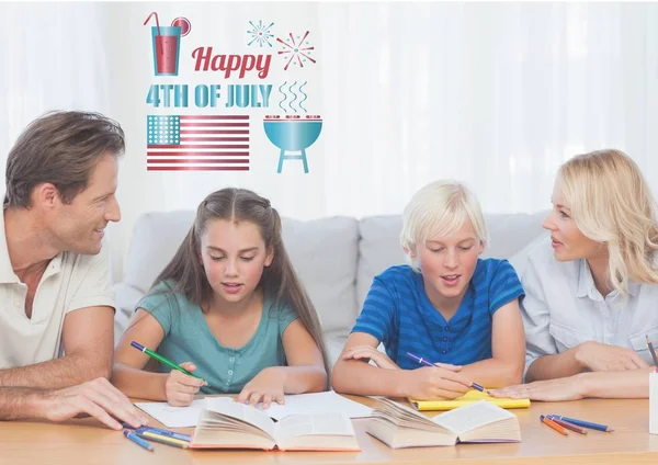 Tekening voor independence day en gelukkige familie — Stockfoto