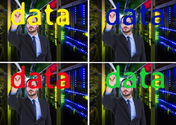 Data arbetare, skriva Data på skärmen. — Stockfoto