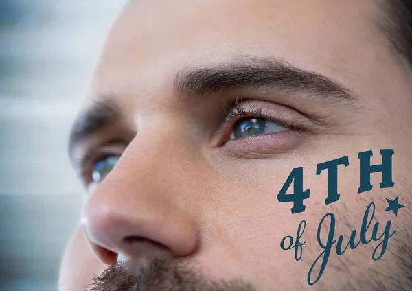 Ojos de hombre con cuatro de julio — Foto de Stock