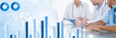 Tıbbi grafikleri ile bir toplantı mı doktorlar ve geçiş efekti istatistik rakamlar