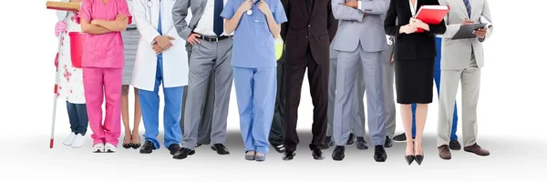 Grupo de pessoas com várias carreiras de emprego em pé com fundo branco — Fotografia de Stock
