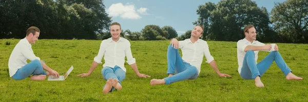 Çimenlikte oturan adam 