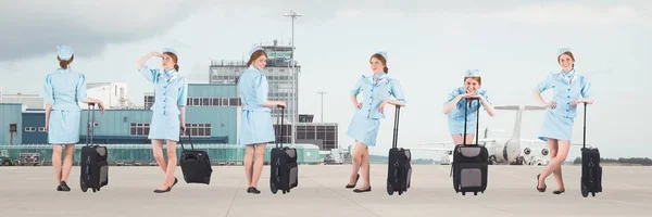 Stewardess gazdaság csomagok — Stock Fotó