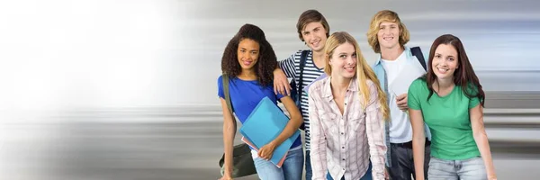 Students in front of blurred background — Stock Photo, Image