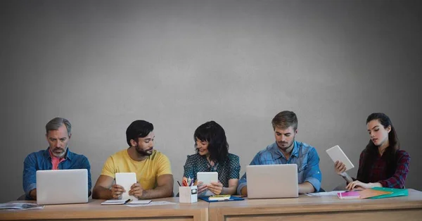 Group of people on devices — Stock Photo, Image