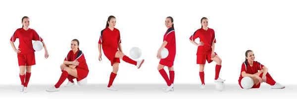 Kobieta, grać w piłkę nożną — Zdjęcie stockowe