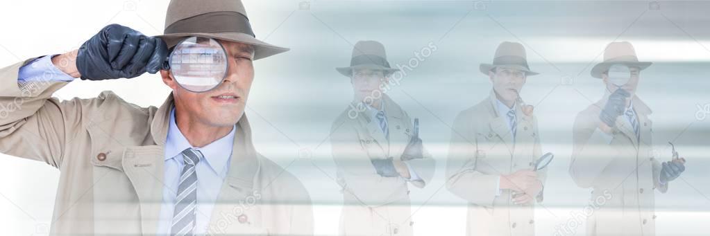 Detective man with loupe
