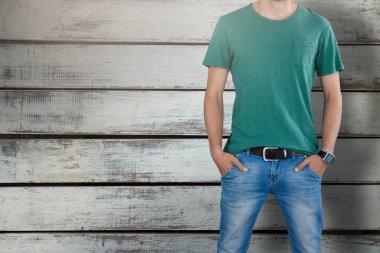 Beyaz arka plan modelinin midsection