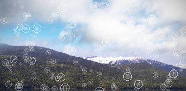 nehir dağlarla karşı simgeler