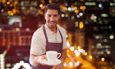 Garson işaretleme fincan kahve 