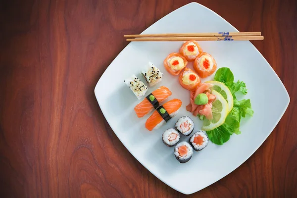 Pohled z vysokého úhlu japonských potravin — Stock fotografie