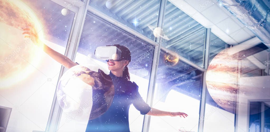 executive using virtual reality headset