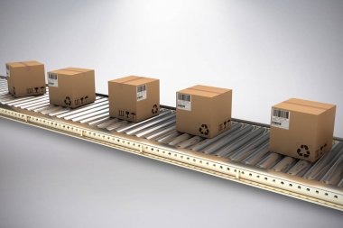 üretim hattında karton kutular