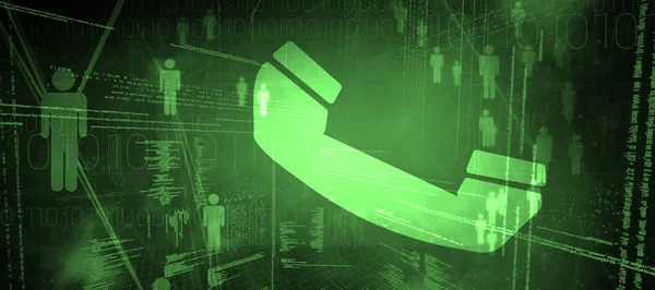 Telefoon symbool op matrix achtergrond — Stockfoto