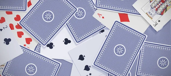 Cartas de jogo espalhadas no branco — Fotografia de Stock