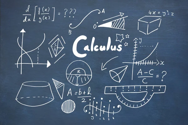 Composietbeeld van calculus tekst met geometrische vormen — Stockfoto