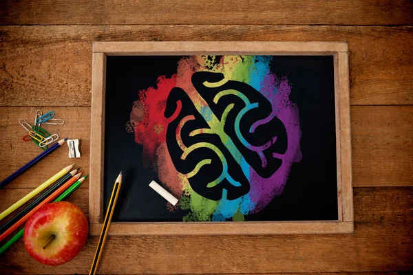 Cervello su spruzzi colorati — Foto Stock