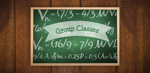 group classes against green chalkboard