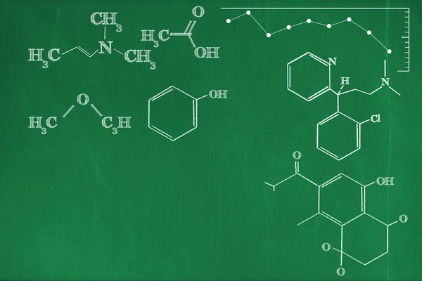 Wzory chemiczne przeciw tablica — Zdjęcie stockowe