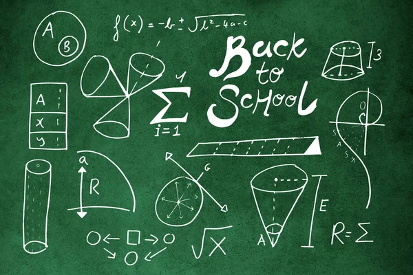 Back to school text with geometric shapes — Stock Photo, Image
