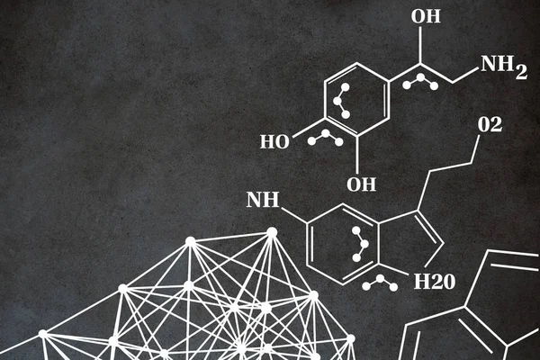 Chemische Struktur vor schwarzem Hintergrund — Stockfoto