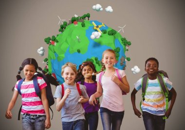 Çocuklar planet earth dünya ile çalışan