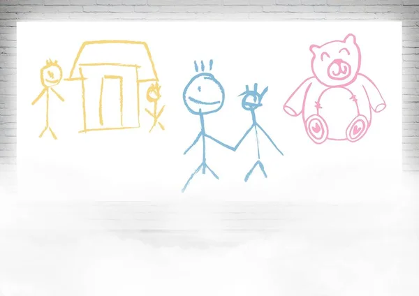 Färgglada barn ritningar på skärmen — Stockfoto