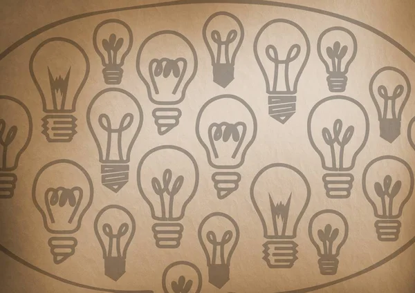 Графика лампочек на крафт-бумаге — стоковое фото