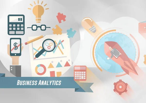 Business analytics napis z grafiką — Zdjęcie stockowe