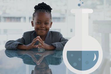 Bilim simge gülümseyen kız karşı