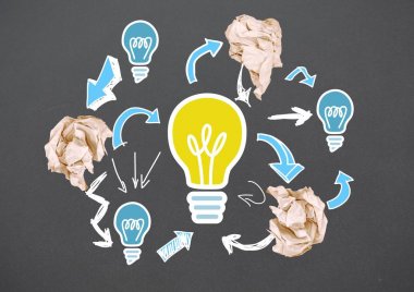 ampul buruşuk kağıt topları ile