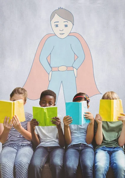 Groep kinderen lezen van boeken — Stockfoto