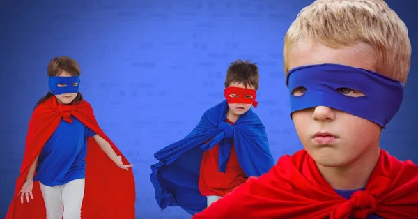 Superhero dzieci puste niebieskim tle — Zdjęcie stockowe