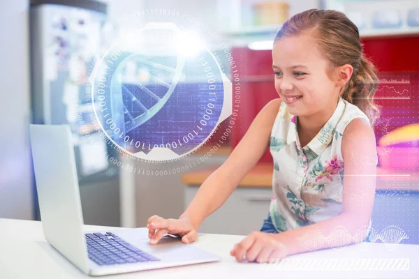 Girl using laptop — Stock Photo, Image